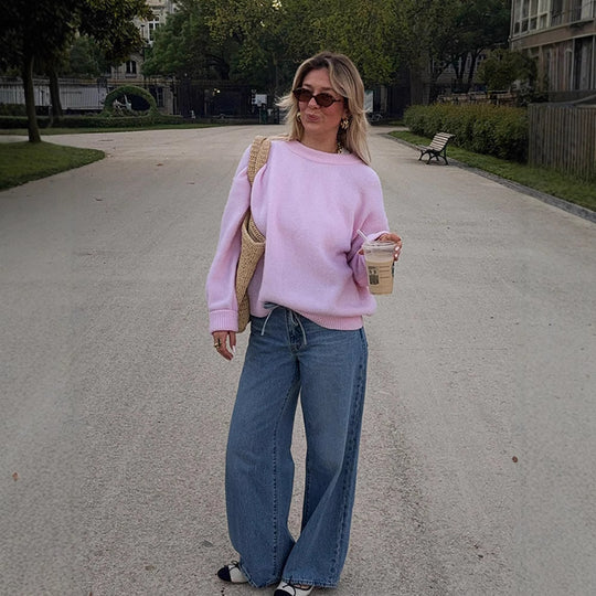 Damen lässiger Sweater mit oversized Schnitt und angenehmer Baumwollmischung R&B