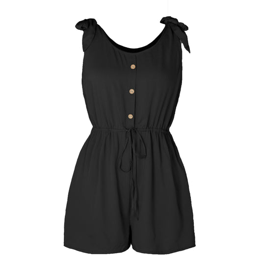 Damen Sommerlicher Jumpsuit mit Knopfleiste und Taillenzug R&B