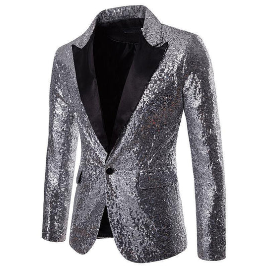 Herren Paillettenblazer mit schimmerndem Finish und elegantem Schnitt R&B