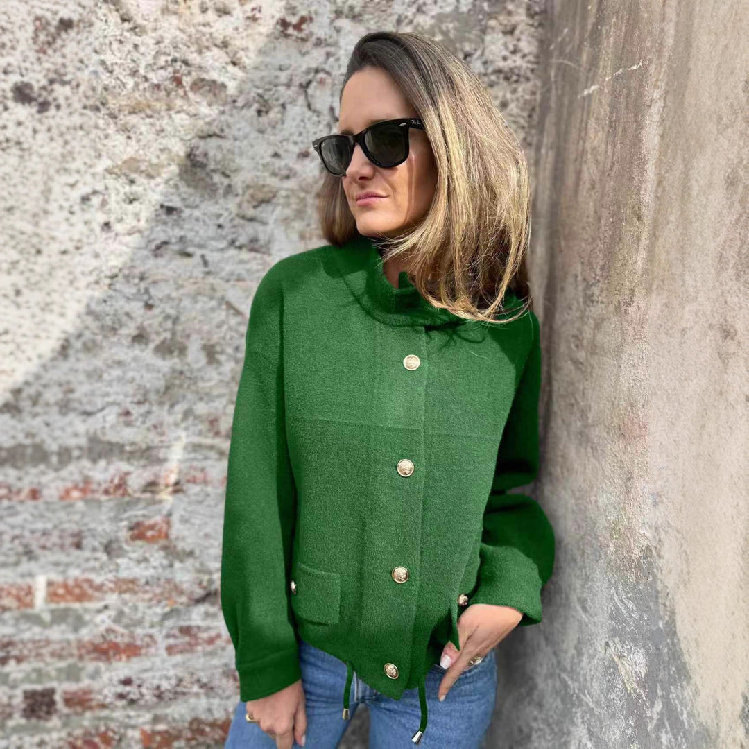Damen Kurze Jacke mit dekorativen Knöpfen und praktischen Taschen R&B
