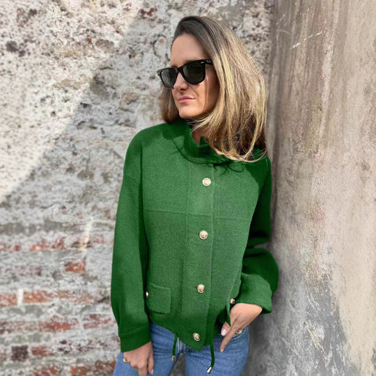 Damen Kurze Jacke mit dekorativen Knöpfen und praktischen Taschen R&B