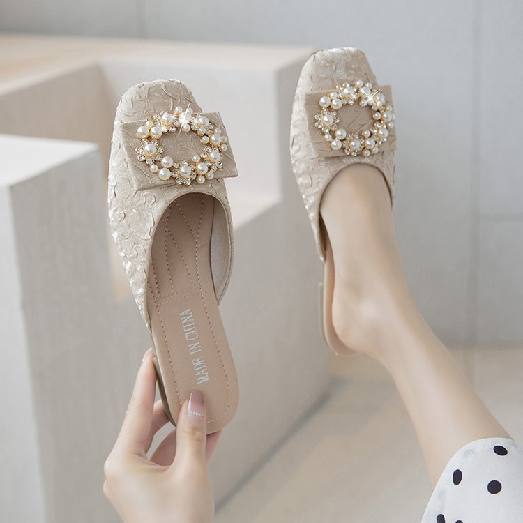 Damen elegante Mules mit Schmuckdetails R&B