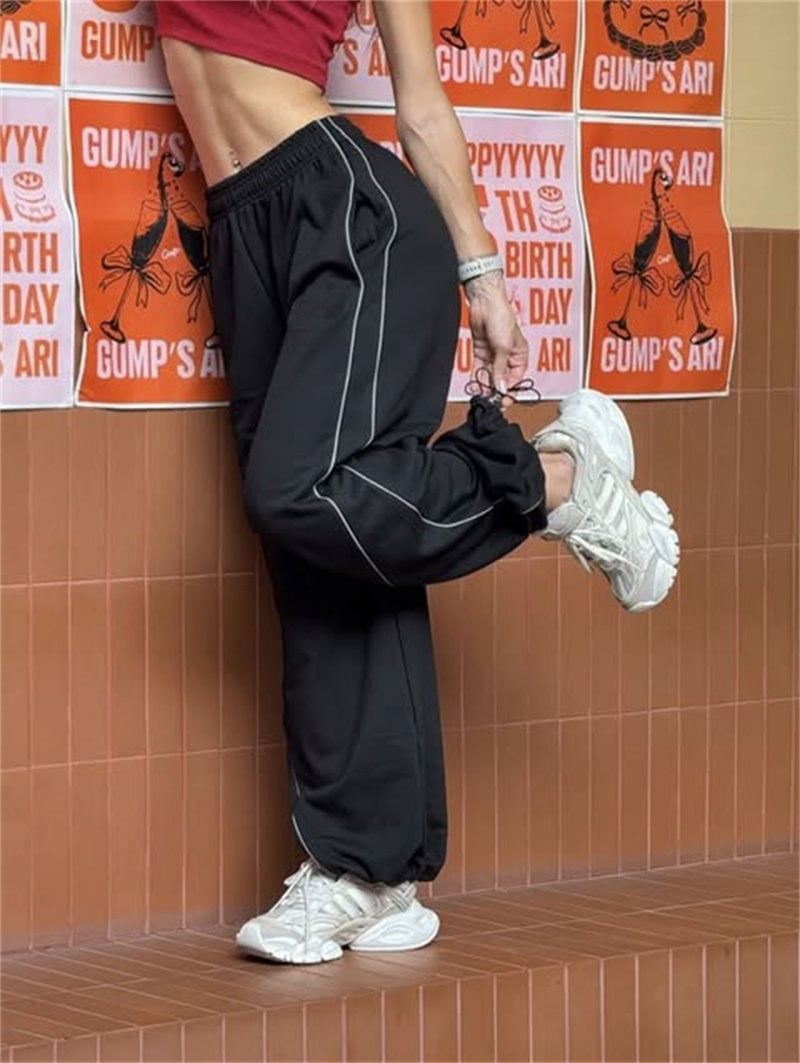Damen lässige Sporthose mit seitlichem Streifen und praktischen Taschen R&B