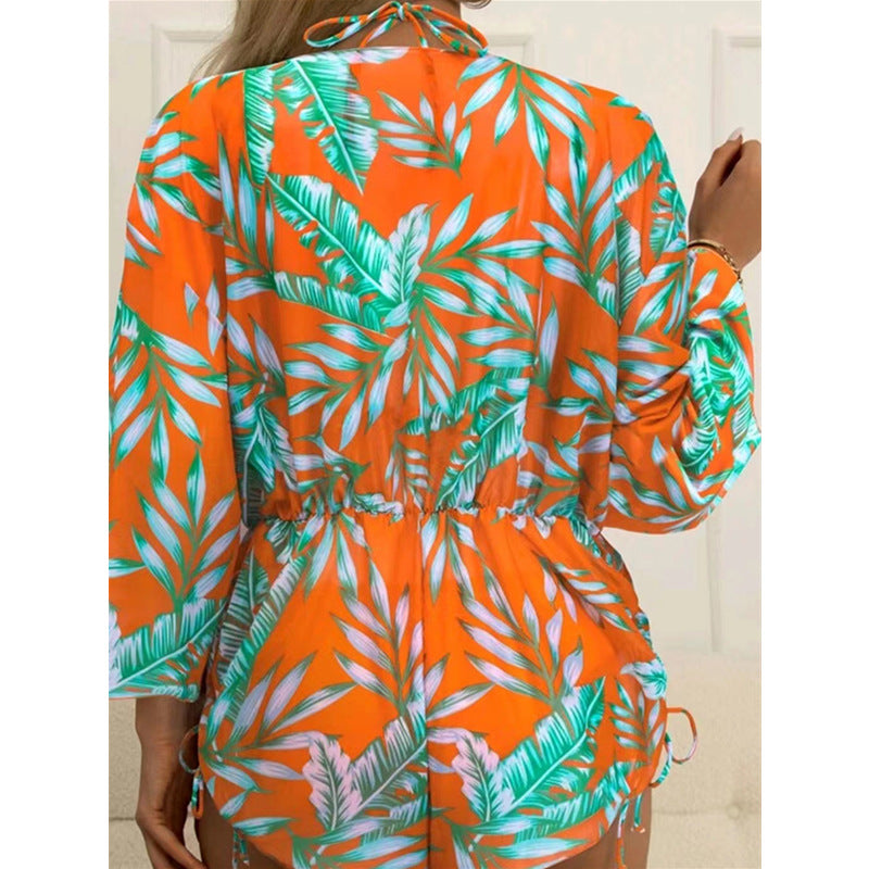Damen Wendbare Strandmode mit floralem Kimono und Bikini R&B