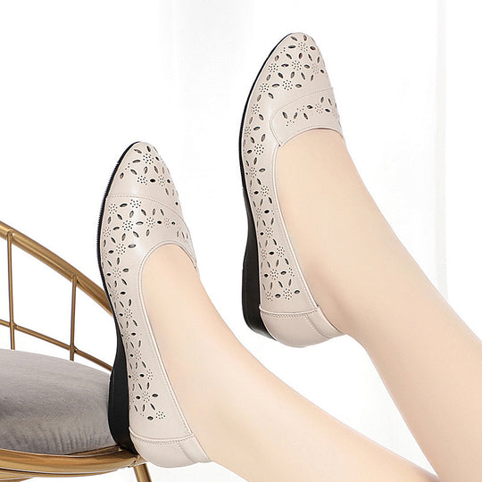 Damen Ballerinas mit filigranem Lochmuster und bequemem Fußbett R&B