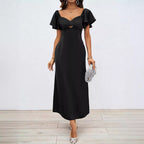 Damen Maxikleid mit schulterfreiem Design und eleganten Rüschendetails R&B