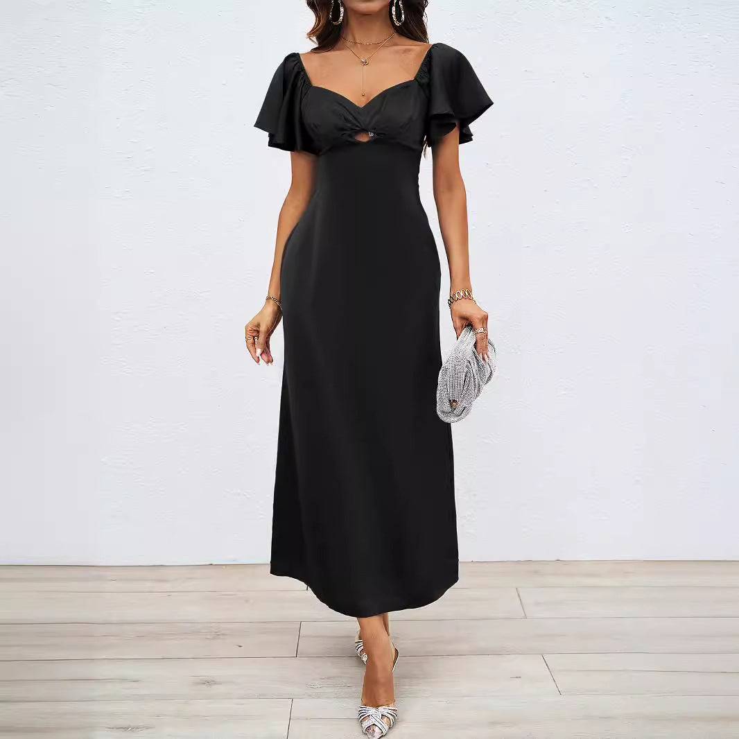 Damen Maxikleid mit schulterfreiem Design und eleganten Rüschendetails R&B