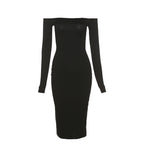 Damen Figurumspielendes Midikleid mit schulterfreier Silhouette R&B
