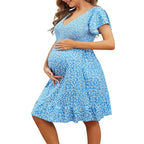 Damen Umstandsmaxikleid mit Rüschendetails R&B