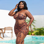 Damen Bikini-Set mit verspieltem Wickeldesign und modischem Leopardenmuster