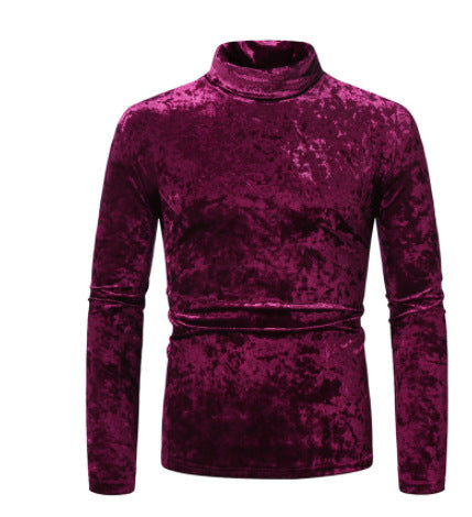 Herren eleganter Rollkragenpullover aus luxuriösem Samtstoff R&B