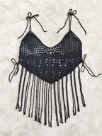Damen Häkel-Bikinioberteil mit fransigen Details R&B