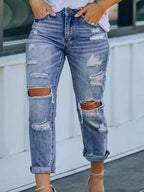 Damen Ripped Jeans im Used-Look R&B