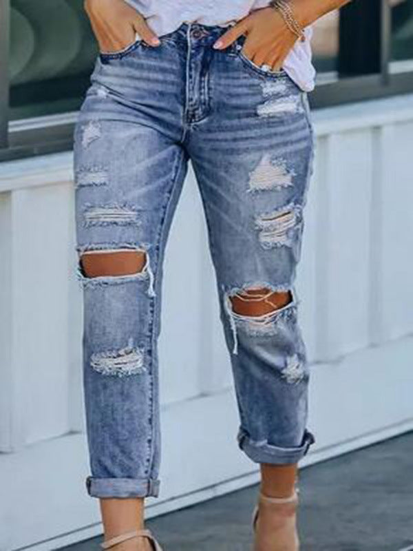 Damen Ripped Jeans im Used-Look R&B