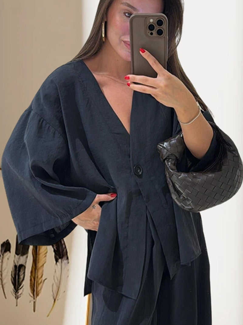 Damen Elegante Kimono-Jacke mit weiten Ärmeln und lockerer Passform R&B