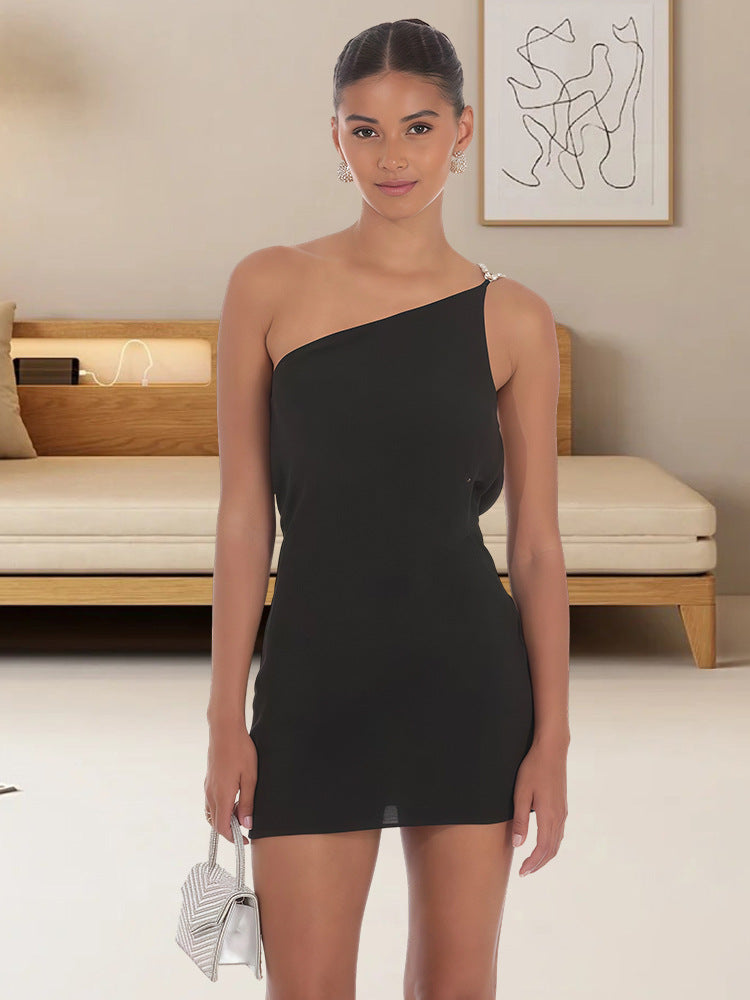 Damen Einseitig geformtes Minikleid mit schimmerndem Akzent R&B
