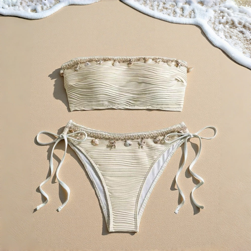 Damen Bandeau-Bikini mit raffinierten Muschel-Details R&B