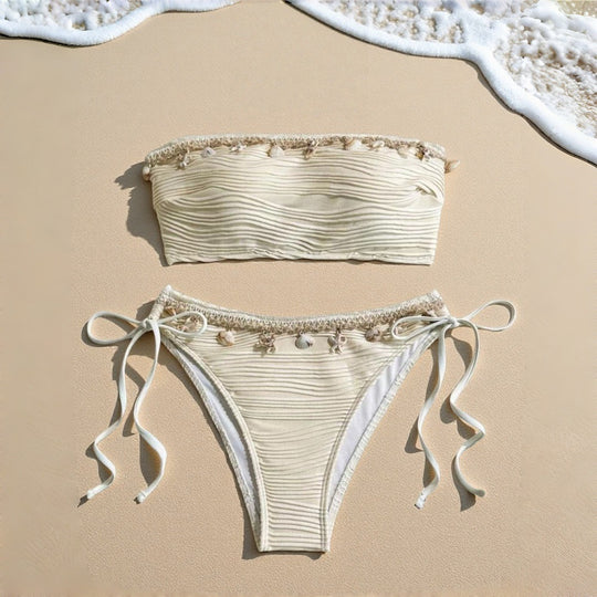 Damen Bandeau-Bikini mit raffinierten Muschel-Details R&B