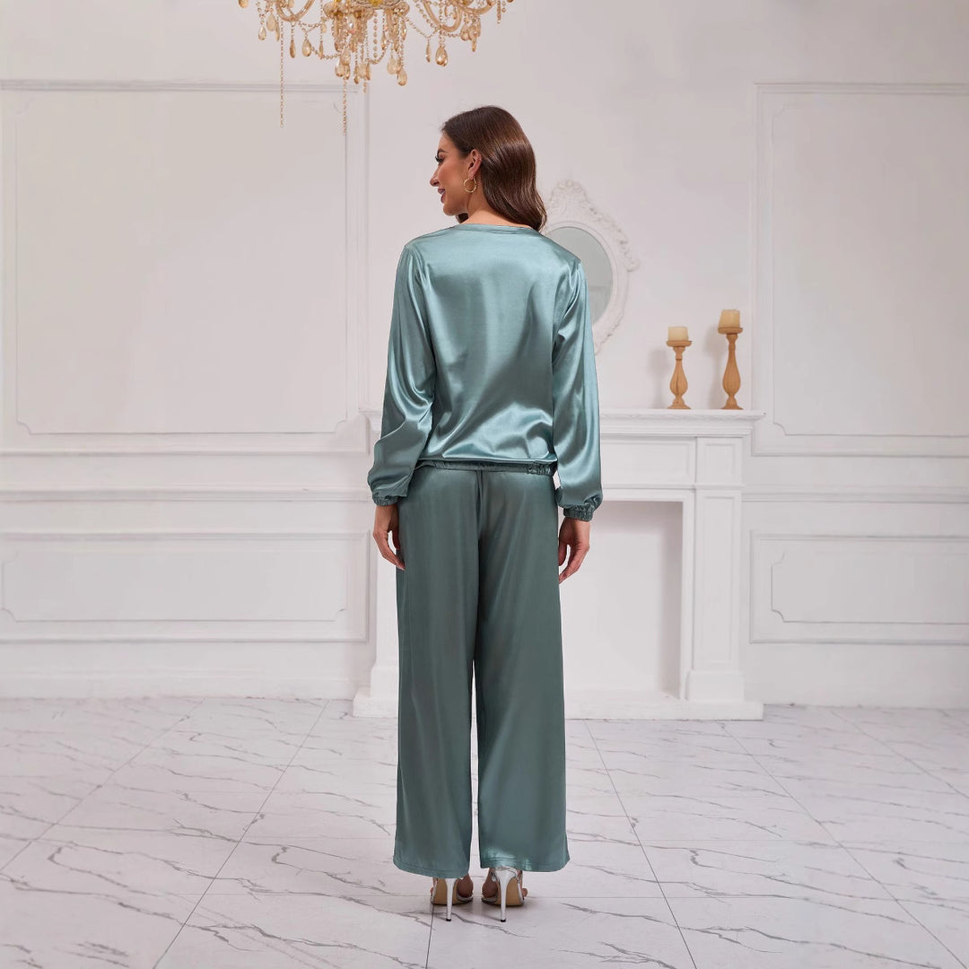 Damen Satin Freizeitanzug mit weitem Schnitt und eleganten Details R&B