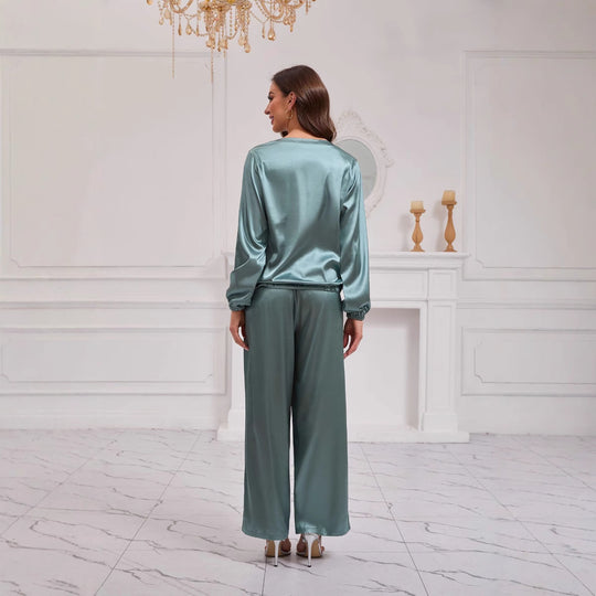 Damen Satin Freizeitanzug mit weitem Schnitt und eleganten Details R&B