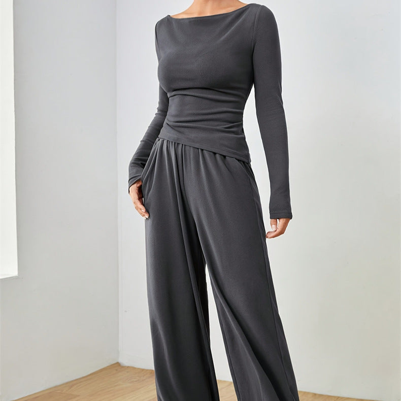 Damen Lässiges Oberteil und weite Hose Set R&B