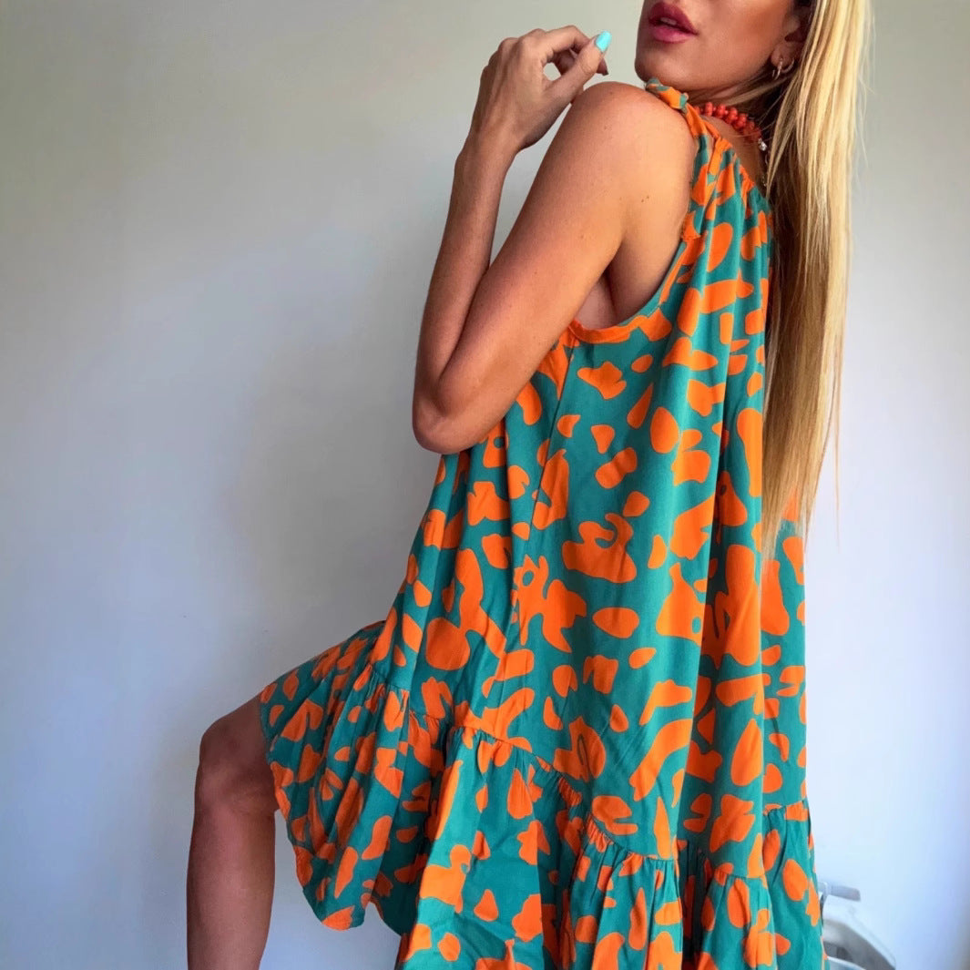 Damen Luftiges Sommerkleid mit asymmetrischem Saum und voluminösen Falten R&B
