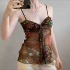 Damen Blumenmuster Spaghetti-Trägertop mit fließendem Design R&B