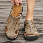 Damen Sommerliche offene Ledersandalen mit atmungsaktiver Oberstruktur R&B