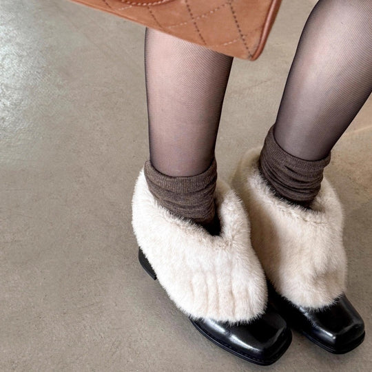 Damen Elegante Stiefeletten mit luxuriösem Kunstfellkragen und bequemem Blockabsatz R&B