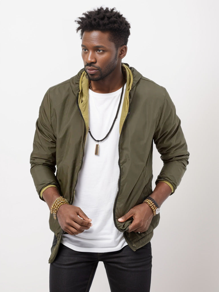 Herren leichte Übergangsjacke mit verstellbarer Kapuze R&B
