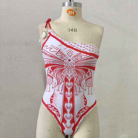 Damen Einseitiger Badeanzug mit verspieltem Design R&B