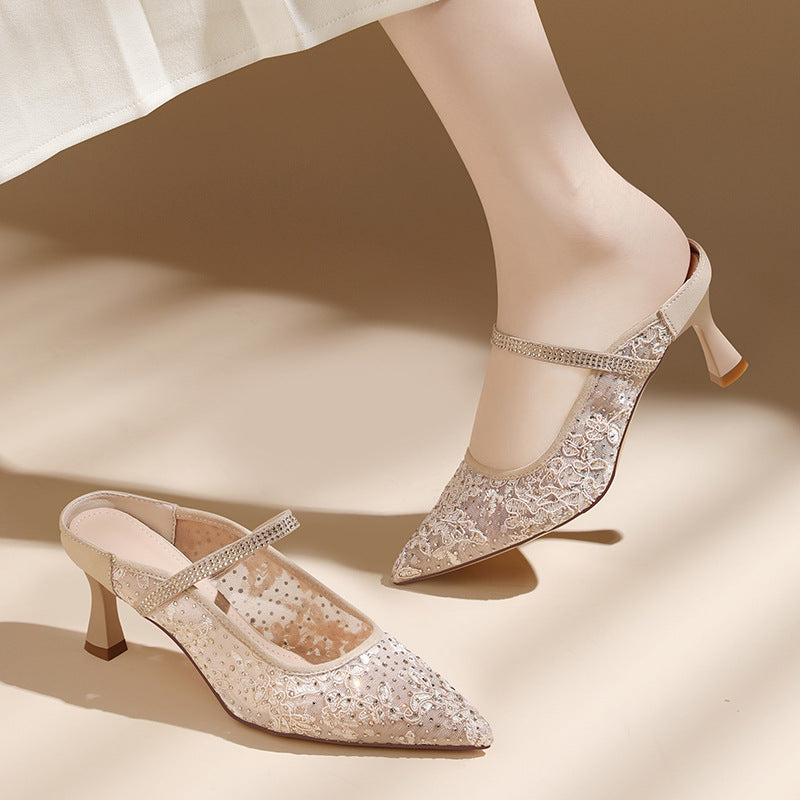 Damen Elegante Slingback-Pumps mit feinen Spitzen-Details und bequemer Absatzhöhe R&B