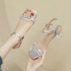 Damen Glamouröse Sandalen mit luxuriöser Verzierungen und elegantem Blockabsatz