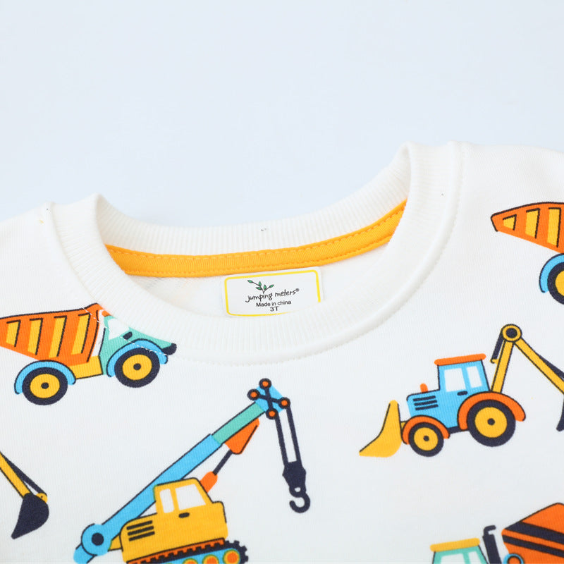 Jungen Sweatshirt mit buntem Baustellenfahrzeug-Design R&B