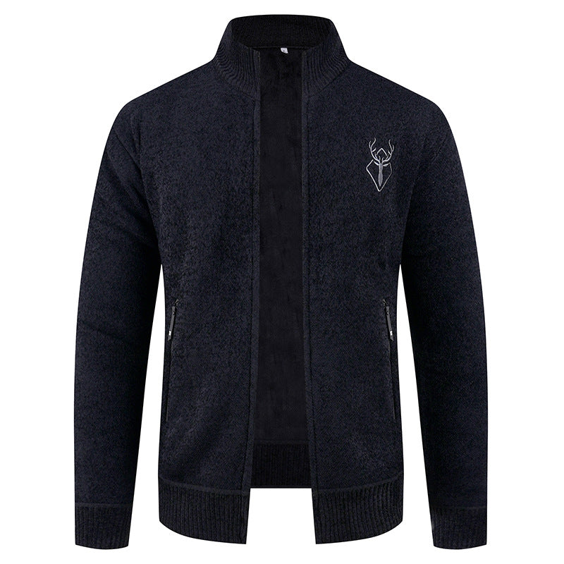 Herren Strickjacke mit hohem Kragen und praktischen Reißverschlusstaschen R&B