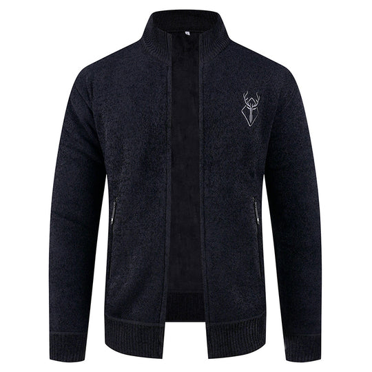 Herren Strickjacke mit hohem Kragen und praktischen Reißverschlusstaschen R&B