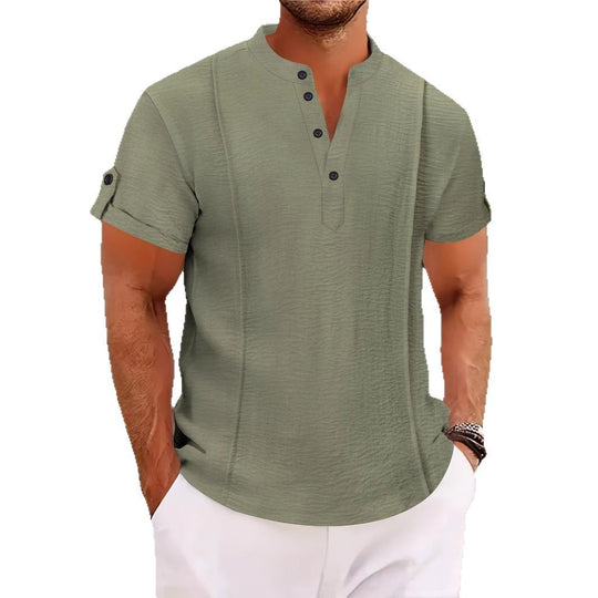 Herren Kurzarm Hemd mit eleganter Knopfleiste und strukturiertem Design R&B