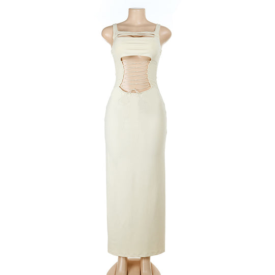 Damen Maxikleid mit raffiniertem Cut-Out und detailreicher Schnürung R&B
