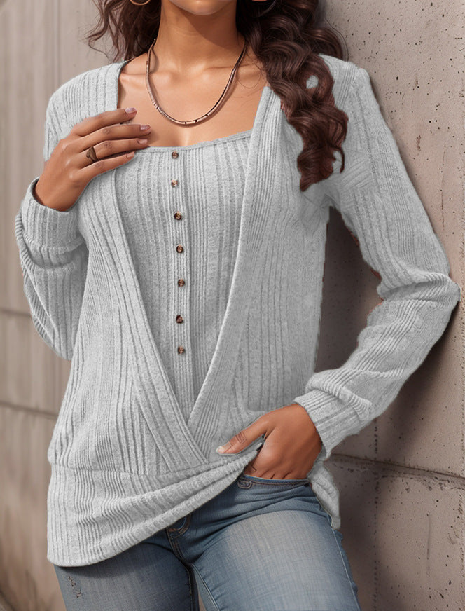 Damen Oversized Strickpullover mit modernem V-Ausschnitt R&B