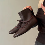 Damen elegante Schnürstiefel aus hochwertigem Leder mit robustem Blockabsatz R&B