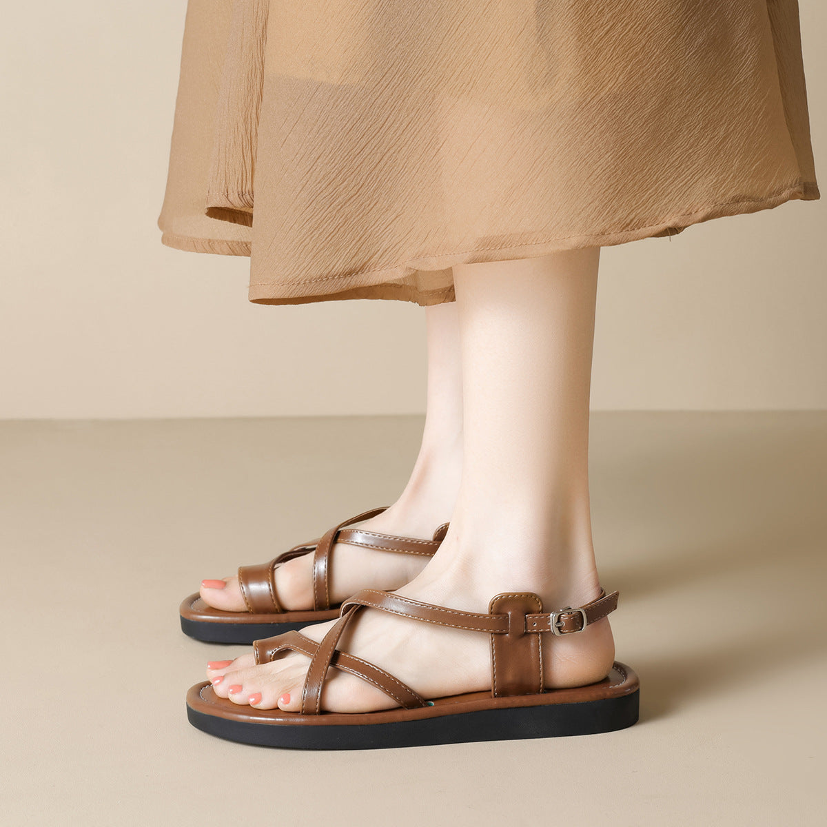 Damen Sandalen mit elegantem Kreuzriemen und komfortablem Fußbett