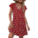 Damen Sommerkleid mit eleganten Spitzenärmeln und floralem Muster R&B