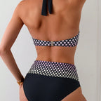 Damen Hochgeschnittenes Bikini-Set mit stilvollem Punktmuster R&B