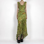 Damen Maxikleid mit asymmetrischem Saum und floralem Design R&B