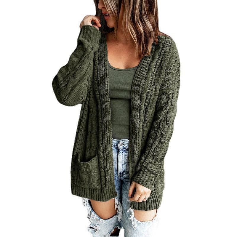 Damen Strickjacke mit Kabelmuster und lässiger Passform