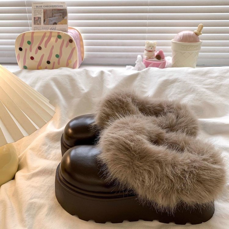 Damen Flauschige Clogs mit robustem Design und weichem Kunstfellrand R&B