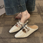 Damen elegante Slipper mit dekorativer Schnürung