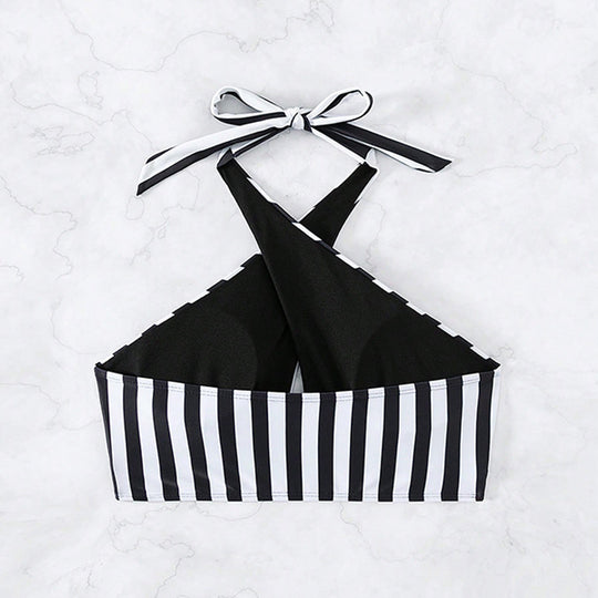 Damen Triangel-Bikini-Oberteil mit gekreuztem Design und entzückenden Bindebändern R&B