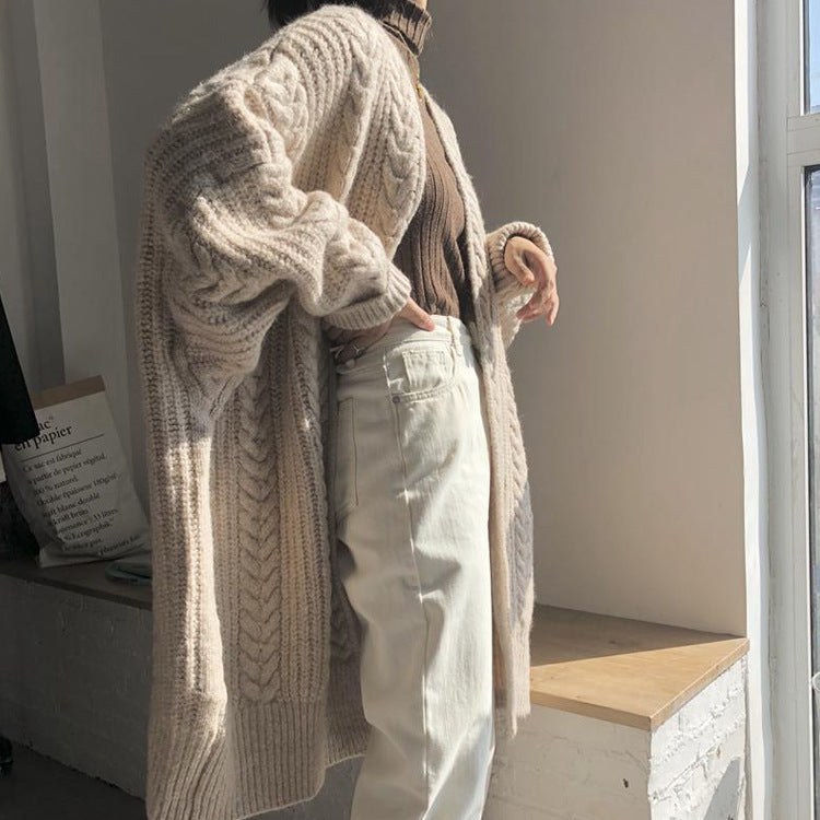 Damen Grober Strickcardigan mit oversized Schnitt und Rautenmuster R&B