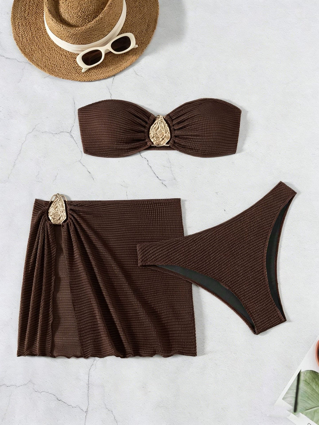 Damen Bandeau-Bikini-Set mit dekorativem Wickelrock R&B